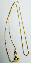 FINE 18K GOLD TWISTED OPEN BOX LINK NECKLACE 16' LONG