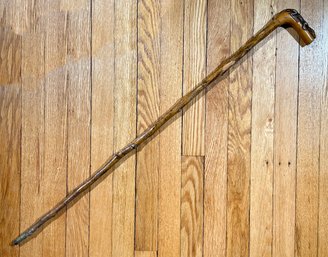 An Antique Carved Wood Walking Stick With Alligator Form Head