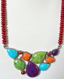 DESIGNER JAY KING STERLING SILVER MULTI STONE NECKLACE