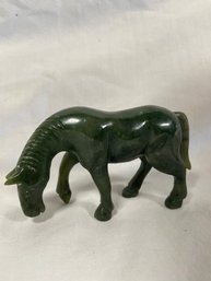 Carved Green Jade Horse Figurine 3x2in