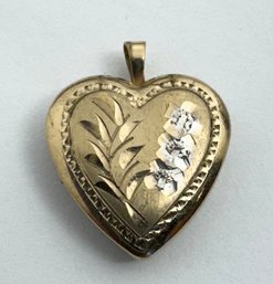 VINTAGE 14K GOLD-FILLED BRIGHT CUT HEART LOCKET PENDANT