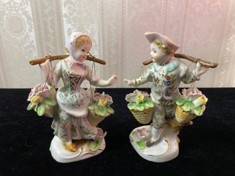 2 Piece Vintage Porcelain Figurine Set