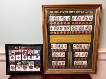 Framed Coin And Coin & Stamp Collections