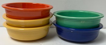 Vintage Lot Of 5 Small Fiesta Fruit Bowl 5.5 Diameter X 1.75 H - Orange (red) - 2 Yellow - Green - Cobalt Blue
