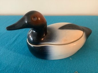 Vintage Hand Painted Ceramic Mallard Jewelry Dish