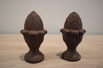 A Pair Of Cast Iron Decorative Garden Finials