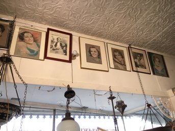 Interesting Group Of 8 - 30'S / 40'S Film / Stage Stars Pastel Portraits - Not Sure Of Print To Photo Ratio