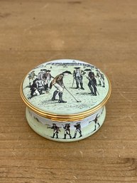 HALCYON DAYS ENAMEL TRINKET BOX THE ROYAL AND ANCIENT GAME OF GOLF ST ANDREWS' GOLF SCENE