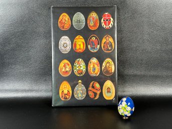 A Decorative Vintage Hand-Painted Easter Egg & A Book On Easter Egg Art