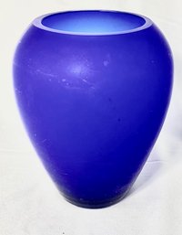 Vintage Frosted Cobalt Blue Vase