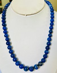 DESIGNER JAY KING STERLING SILVER LAPIS GRADUATED BEAD NECKLACE