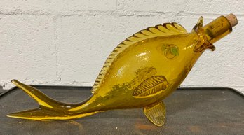 Mid Century Blenko Orvieto Glass Fish Shaped Wine Bottle