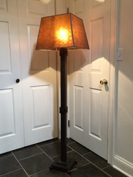 Beautiful Hammered Copper Finish Floor Lamp With Eisen Glass / Mica Lamp - Mission / Arts & Crafts Look