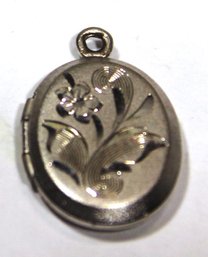 Bright Cut Decorated Sterling Silver Hinged Locket