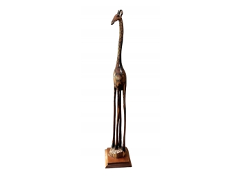 Finely Carved Tall Giraffe Sculpture