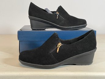 'Croft & Barrow Sole(sense)ability' Women's Size 7.5 Slip On Black Wedge Heels With Comfort Cushion