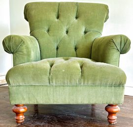 A Plush Tufted Arm Chair In Corduroy By Ralph Lauren