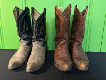 Rock Star Woodstock Lot 1: Two Pairs Of Vintage Tony Lama Exotic Lizard Skin Cowboy Boots (Size 9.5/10)