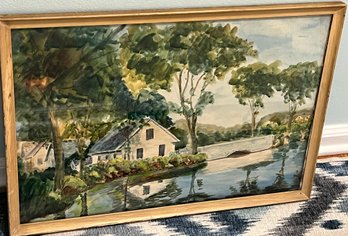 Cottage On Board Painting Signed On Back Winchendon 1943