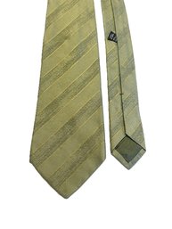 Kiton Napoli Green & Gold Striped 7 Fold Silk Tie