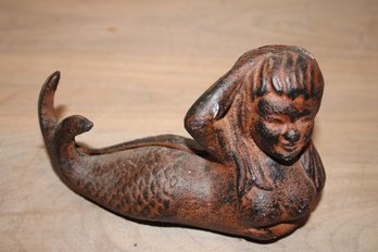 Vintage Cast Iron Mermaid Door Stop