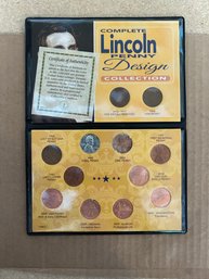 Vintage Beautiful Lincoln Penny Design Collection In Plastic Case