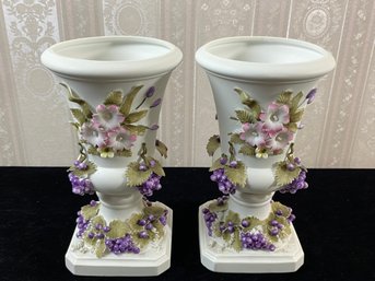 Vintage Ceramic Floral Vase Set