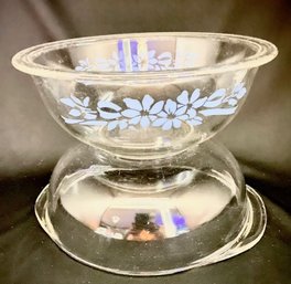 Vintage Pair Of Clear Pyrex Mixing Bowls