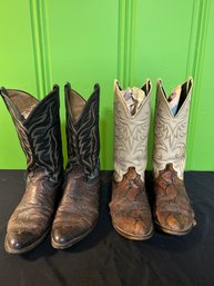 Rock Star Woodstock Lot 2: Two Pairs Of Vintage Tony Lama And Laredo Exotic Boots (Size 9.5/10)