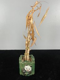 Vintage Panda Bamboo Planter