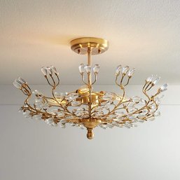 A Brielle 18.5 Inch  4 Light Brass Branch And Crystal Ceiling Light - RM2F