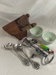 Old Homestead Knives And Block Ice Cream Scoop Decorative Serving Utensils Bowls Stainless Steel Hand Beater