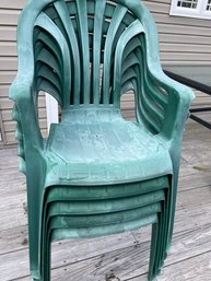 Set Of 5 Outdoor Green Resin Chairs