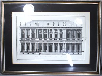 Antique 18th Century Framed Print Of Classical Architecture