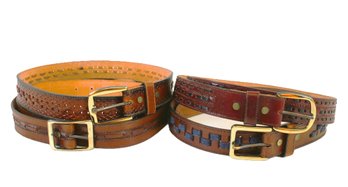 Four Cool Vintage Leather Belts-Salesman Samples-Size 32 To 36