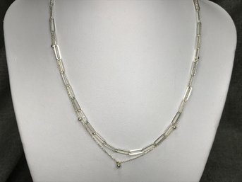 Wonderful Layered Look 925 / Sterling Silver Necklaces - Paperclip Style & Rope And Bead Style - Very Nice !