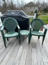 Trio Of Green Resin Patio Furniture