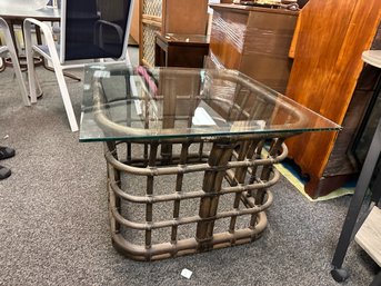 Glass Top Bamboo Table