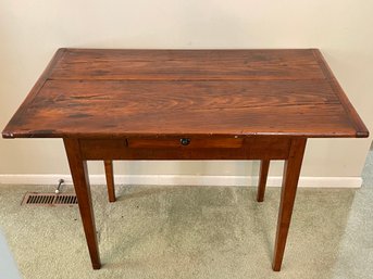 Antique Pine Table With One Drawer