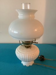 Milk Glass Hob Nail Table Lamp