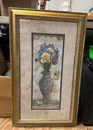 Beautiful Flower Vase Print Signed By The Artist C. Winterle Olson In A Wooden Frame.  PD - WA - B