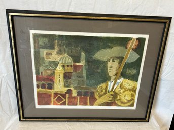 Famtastic Vintage MCM SUNOL ALVAR Limited Edition Lithograph Of A Toreador