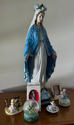 Statue Of Mary, & Other Porcelains