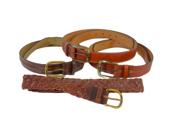 Four Vintage Leather Belts-Salesman Samples-Size 32 To 34