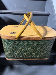 Woven Green Picnic Basket