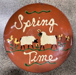 Spring Time, Redware Plate, Turtle Creek Pottery, Signed