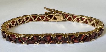 GORGEOUS GOLD OVER STERLING SILVER GARNET BRACELET