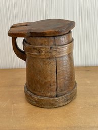 Antique Wooden Tankard With Lid