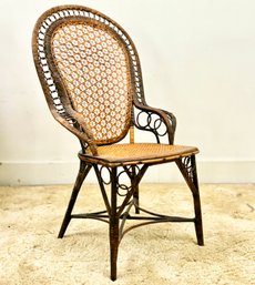 A Victorian Cane And Wicker Chair - AS IS