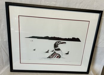 Pacific Nations/haida RICHARD SHORTY Signed Limited Edition Lithograph- Titled Loon And Ducklings'